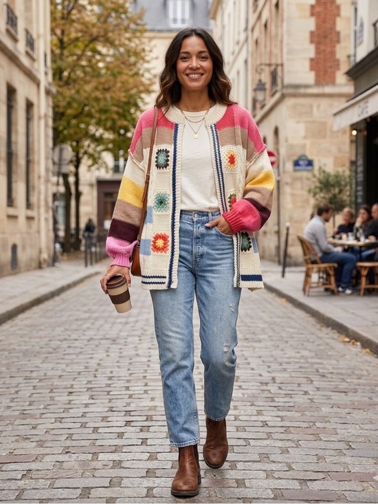 POL Sweaters - POL Multicolor Striped Cardigan